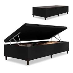 Cama Box com Baú Solteiro 0,88 com 41cm de Altura Prince Preto