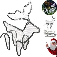 Armação de Rena Natalina com Trenó Decoração Enfeites de Natal Luz De Led  A Prova Dágua Resistente 127V ou 220V