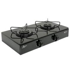 Fogão 2 Bocas Portátil a Gás Clarice Junior com Vidro - Preto - Claric