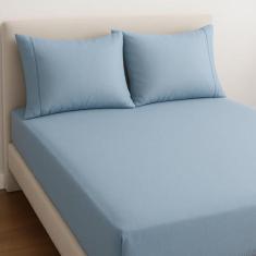 Lençol de cama King 400 Fios 3 Peças 100% algodao com elastico - Rafal