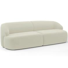 Sofá 3 Lugares Curvo Orgânico Para Sala Living 220cm Barolo L06 Veludo Bege - Lyam Decor