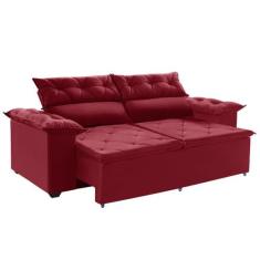 Sofá Compact 150cm Retrátil, Reclinável Vermelho 5 Posições Com Molas