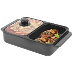 Panela Elétrica Multifuncional 2 em 1 Antiaderente com Controle de Temperatura 110V 1200W SNKOURIN Preto