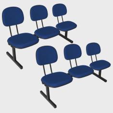 Kit 2 Cadeiras Escritório Longarinas de 3 Lugares Ecoflex