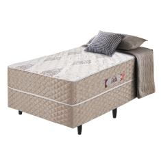 Cama Box Solteiro Conjugada Ortopédico Alpha Espuma 88x188x52cm Bege-Branco Hellen