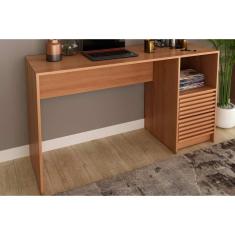 Mesa Computador Escrivaninha Com Gaveteiro Ripado Me4174 Amêndoa Tecno Mobili