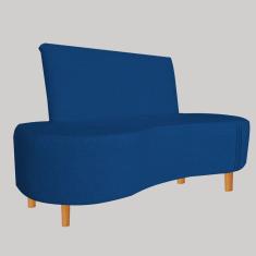 Sofá Curvo 2 Lugares Feijão Forma Orgânica Pes Palito Marinho