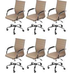 Kit 6 Cadeiras Escritório Diretor com Rodízio Esteirinha Florença 3322