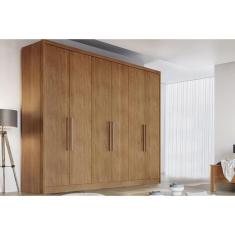 Guarda Roupa Casal New Vértice Messina 6 Portas de Bater 6 Gavetas MDF Messina Cumaru Móveis Novo Horizonte
