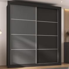 Guarda Roupa Casal Chicago MP4315 2 Portas de Correr 4 Gavetas MDP Preto-grafite Multimóveis