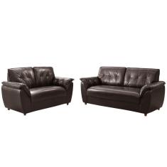 Sofá Rondomóveis 3 e 2 lugares R220 Cosmo revestimento em P.U – Café