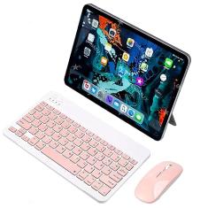 Teclado e mouse sem fio, combo de teclado e mouse Bluetooth ultrafino, recarregável, fofo, pequeno, compacto, Bluetooth, teclado e mouse para iPad, tablet, iPhone, smartphone, Android, Windows, iOS