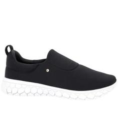 Tênis Feminino Slip On Elastano Usaflex - Preto-Feminino