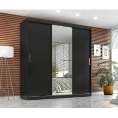 Guarda Roupa Casal 3 Portas de Correr Paris 2 Gavetas C/S Espelho - Qu