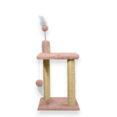 Arranhador para Gatos Sisal Plataforma 2 Andares com Brinquedo - Miupe