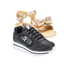 Rasteira Infantil Menina e Tenis Escolar - KIT 2 PARES Tam 24 ao 34 - 