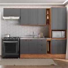 Cozinha Completa Milla Flex Armário E Balcão Nog-cinza Carraro