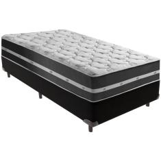 Cama Box Preto E Colchão Classic Preto Molas Ensacadas Solteiro