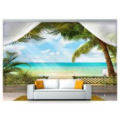 Papel De Parede Paisagem Digital Varanda Praia  Dah43 - Você Decora