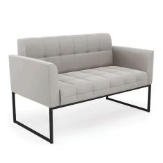 Sofá Namoradeira Elisa Veludo Base Metálica Industrial Preto - D'rossi Cor Cinza