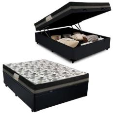 Cama Box Baú Casal Sintético + Colchão Ortobom Iso Dupla Face 60X138X1
