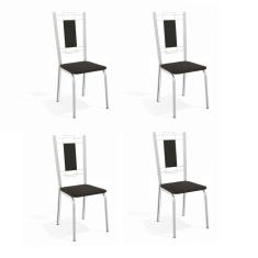 Conjunto com 4 Cadeiras de Cozinha Florença Cromado e Preto
