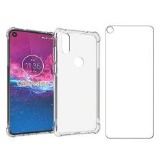 Capinha Silicone Antichoque e Película Vidro Compatível com Moto One Action