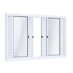 Janela de Aço Veneziana 120x150cm 6 Folhas com Vidro Riobras Branco