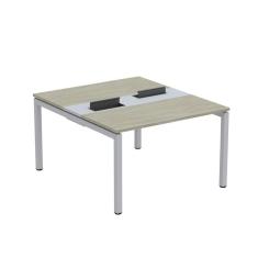 Mesa Plataforma Dupla com Pé de Aço para Coworking 110X140/2P PDC11/14/2P Nogueira Casablanca/Cinza