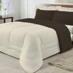 Edredom Dupla Face 100% Algodão Malha King Gran Moratta 01 Peça - Palha/ Marrom