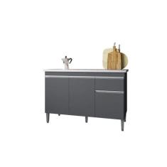 Balcão Gabinete Para Cozinha Tatiane 120cm 3 Portas 1 Gaveta - AJL Móv