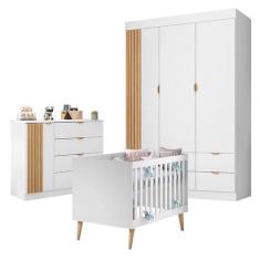 Quarto de Bebê Ayla com Berço Americano Ludmila Branco Acetinado  Phoe