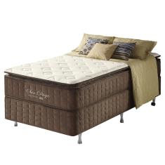 Conjunto Cama Box Solteiro Twin Size Molas Ensacadas Pillow Top San Diego 96x203x67cm