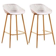 Conjunto Com 2 Banquetas Alta Com Encosto E Apoio Para Pés Clarice Nude