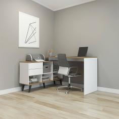 Mesa Escrivaninha com Estante 145x127cm Branco 0747 Menu Móveis