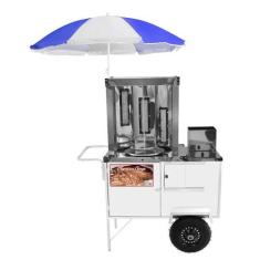 Carrinho de Churrasco Grego Cefaz Branco Rodas Pneumáticas e Guarda So
