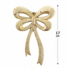 Enfeite De Natal Laço Dourado Glitter 17Cm - Un