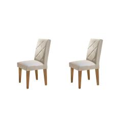Conjunto 2 Cadeiras Irlanda Rufato Veludo Creme/Imbuia