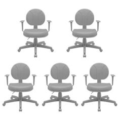 Kit 5 Cadeiras para Escritório Ergonômica Secretária Backsystem Operativa Nr17 Plaxmetal Preto