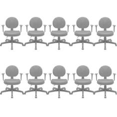 Kit 10 Cadeiras para Escritório Ergonômica Secretária Backsystem Operativa Nr17 Plaxmetal Preto