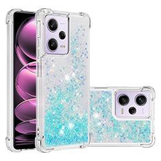 Capa com glitter compatível com Xiaomi Redmi Note 12 Pro 5G compatível com mulheres meninas feminino brilhante líquido flutuante areia movediça transparente capa de telefone TPU macio (cor: corações