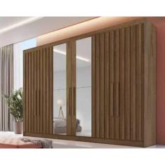 Guarda Roupa 6 Portas c/ 4 Ripadas e 6 Gavetas c/2 Espelhos Potente Br