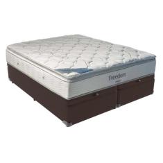 Cama Box com Baú King Marrom e Colchão Freedom Ortobom D33