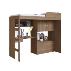 Cama Alta Multifuncional Com Bau E Estação De Trabalho Lion - Art In M