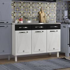 Balcão De Cozinha Aço Triplo Star New Telasul Preto