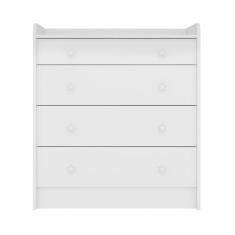 Cômoda Infantil 4 Gavetas Doce Sonho Branco Com Trocador - Qmovi Branco
