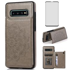 Asuwish Compatível com capa para Samsung Galaxy S10 e protetor de tela de vidro temperado, acessórios para porta-cartões, suporte para cartão, capa flip para celular para Glaxay S 10 Edge Gaxaly 10S