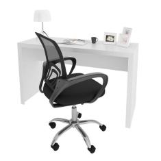 Escrivaninha 127cm Me4135 com Cadeira Diretor Tela Mesh Tok 3310 Espresso Móveis Branco