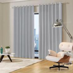 Cortina Blackout de Sala e Quarto Em Tecido 4,00 x 2,50 Cinza claro Ad