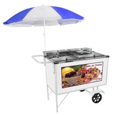 Carrinho 2 em 1 Cefaz Salada de Frutas e Açai Luxo Branco Rodas Maciça